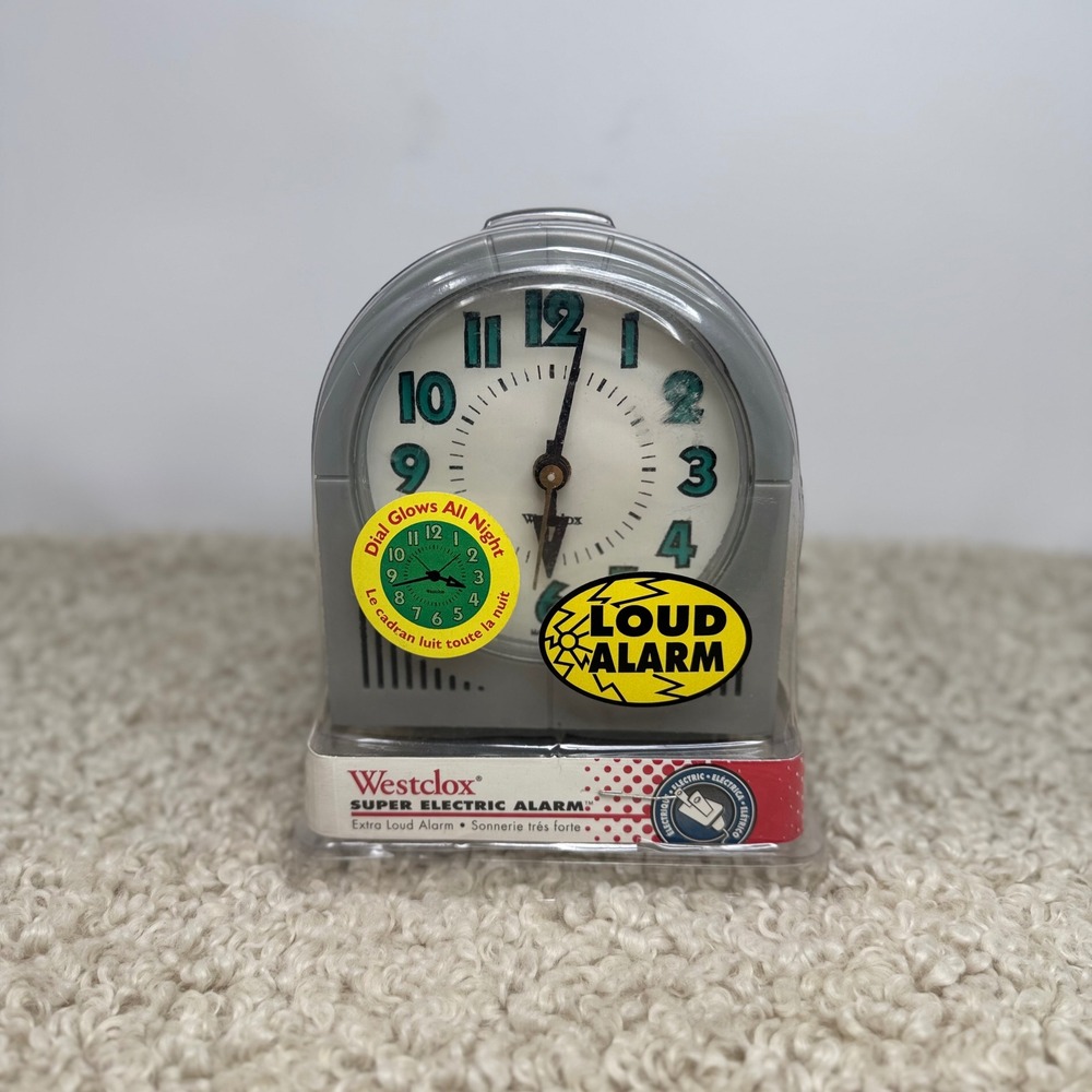 Vtg 90's Westclox Super Electric Alarm Clock Gray Glow Lighted Dial Loud Alarm